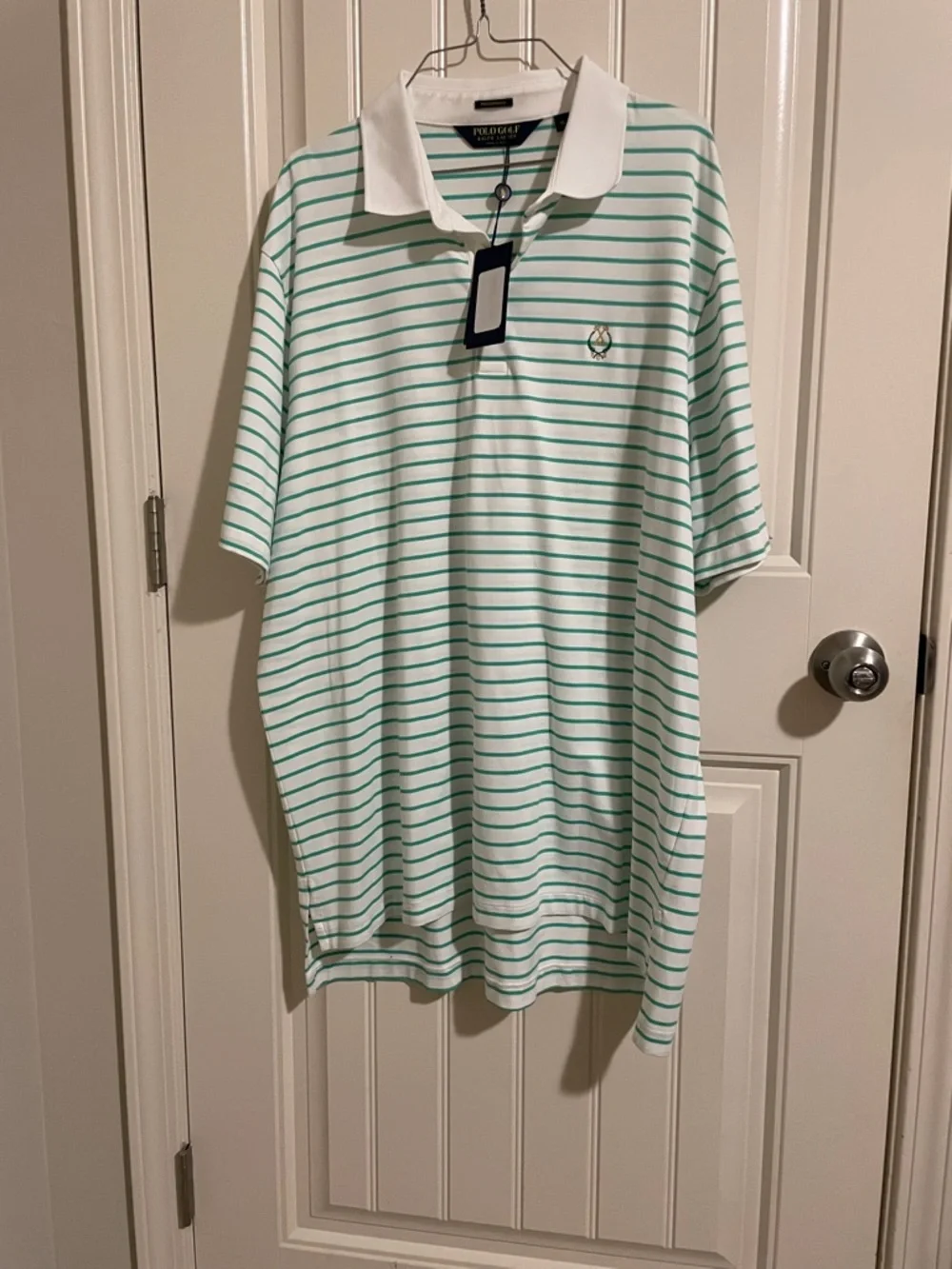 Ralph Lauren Mint Green & White Striped Polo - Picture 5 of 6